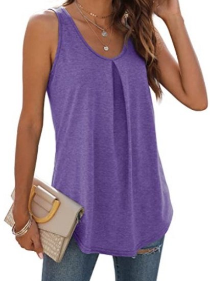 Women's Sleeveless Tank Top Summer Black Plain Ruched Cotton Crew Neck Daily Going Out Simple Top