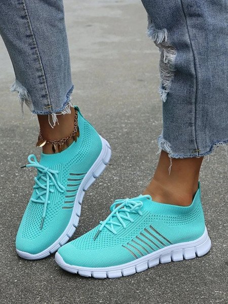 Spring And Autumn Flyknit Breathable Non-slip Lightweight Mesh Sports Shoes