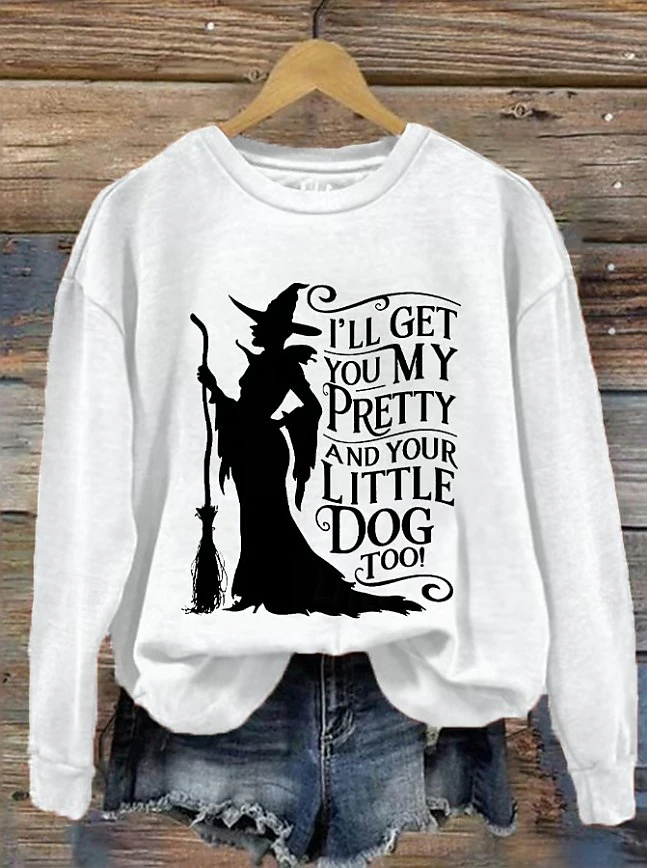 Women Halloween Crew Neck Long Sleeve Casual Holiday Spring/Fall Sweatshirt