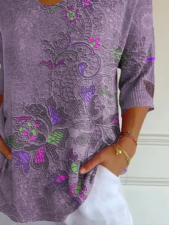 Women's Alzheimer's Floral Print Casual T-Shirt