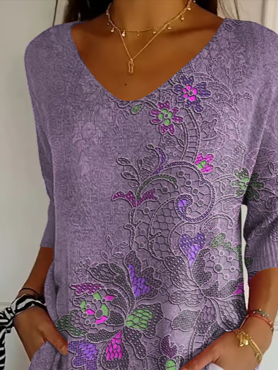 Women's Alzheimer's Floral Print Casual T-Shirt