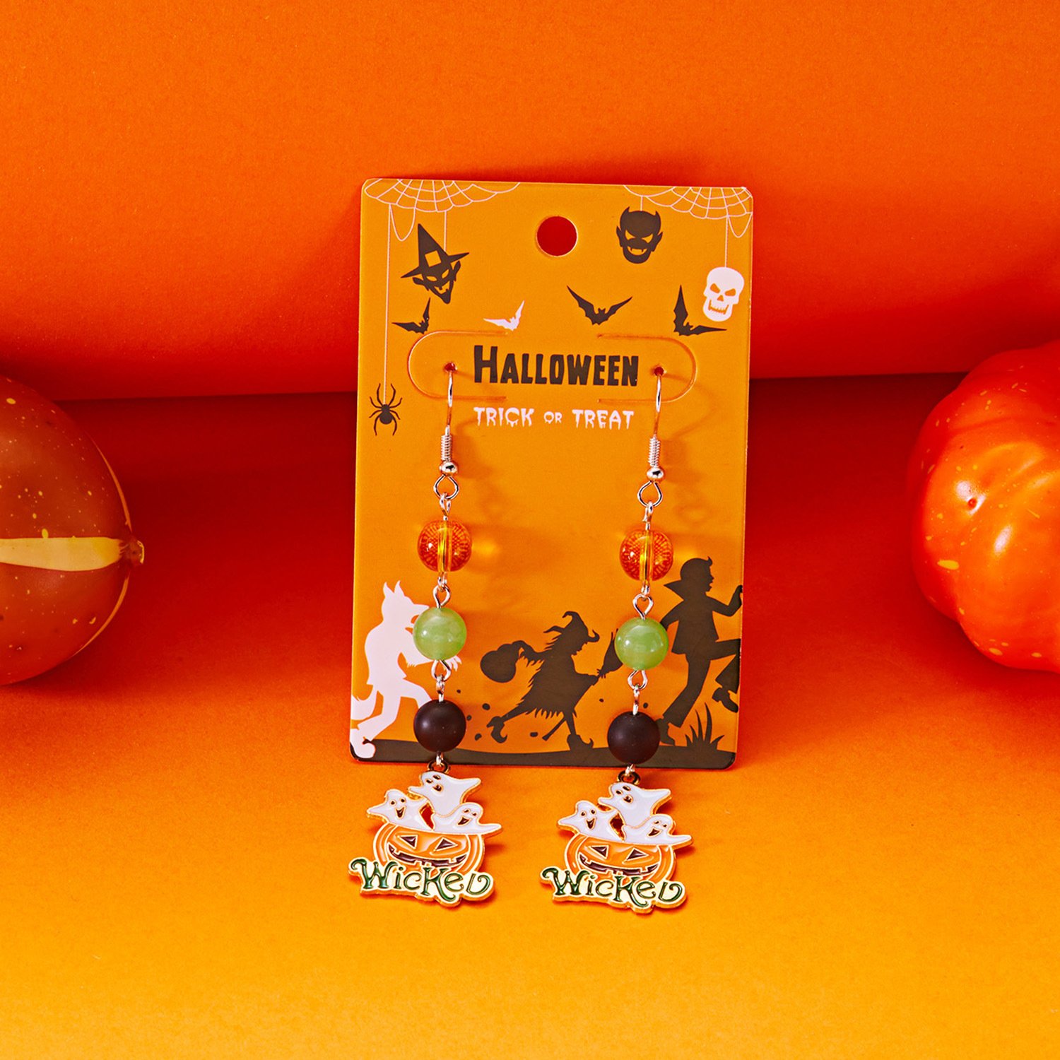 Halloween pumpkin pendant earrings Gothic tassel women's earrings