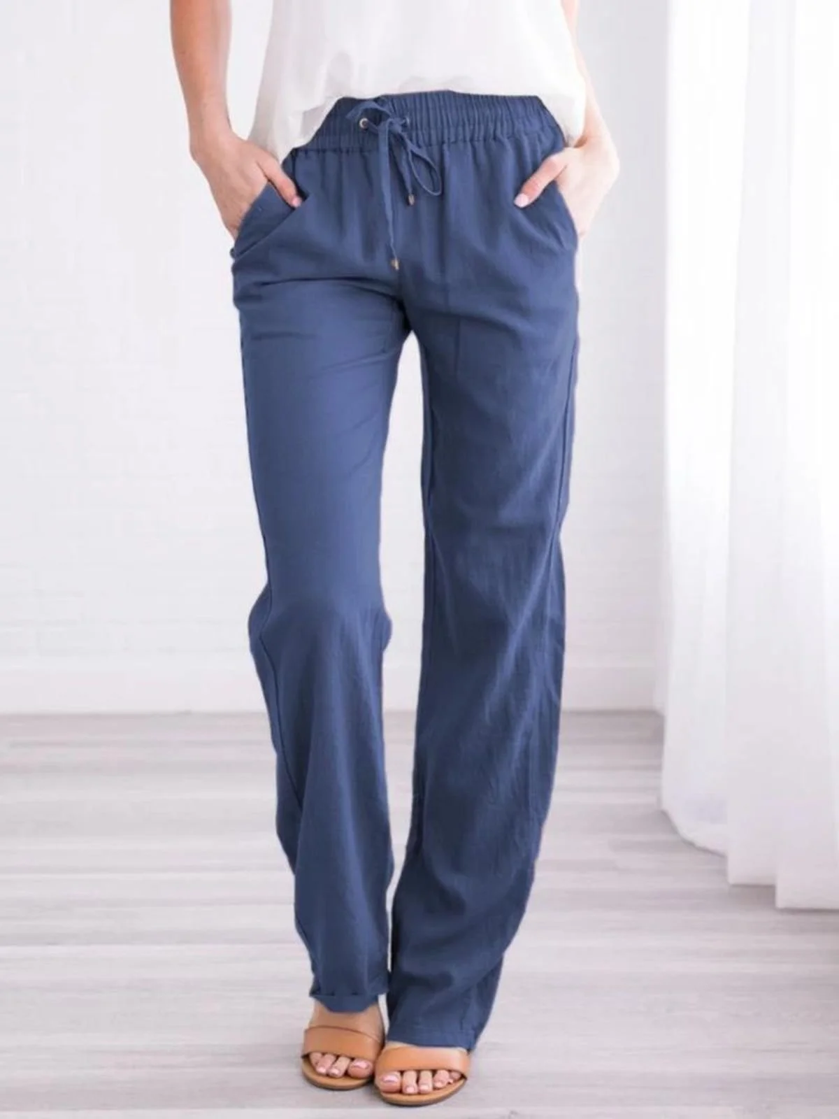 Cotton Regular Fit Casual Plain Pants