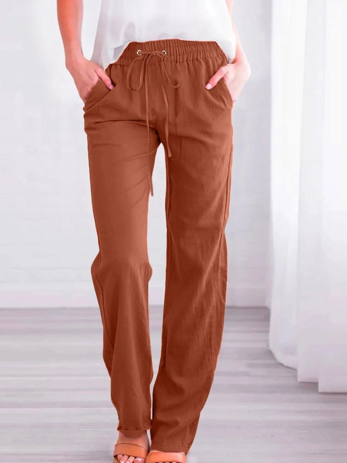 Cotton Regular Fit Casual Plain Pants
