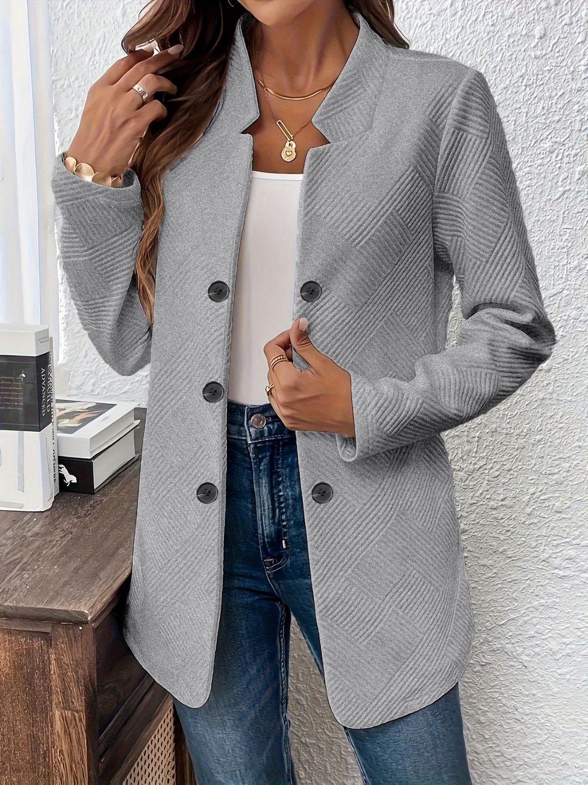 Simple Regular Fit Plain Blazer