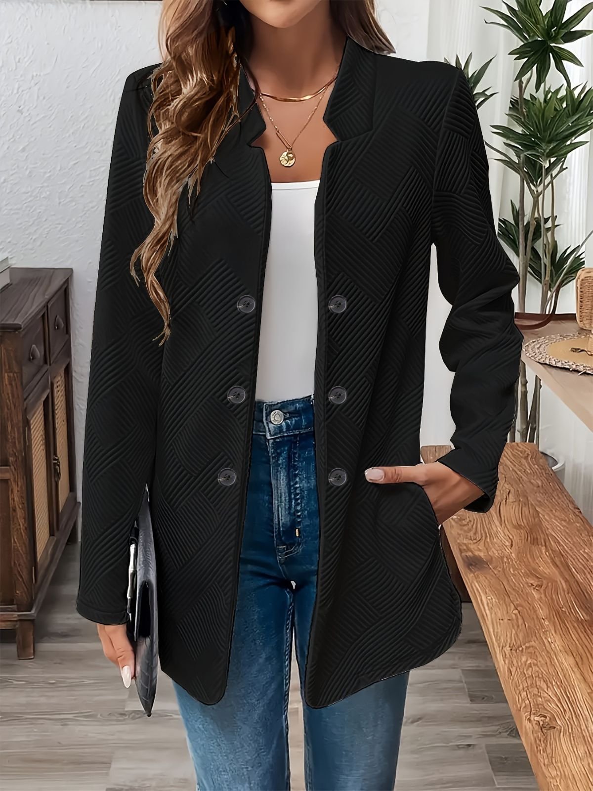 Simple Regular Fit Plain Blazer