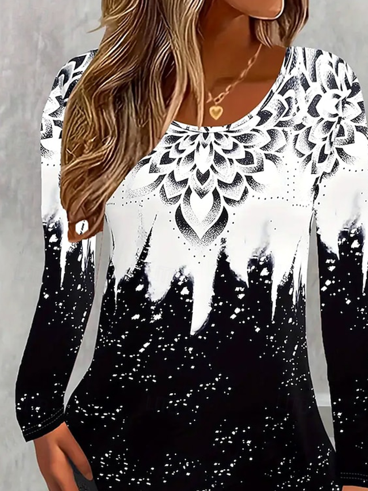 Women Floral Crew Neck Cotton Long Sleeve Casual Daily Spring/Fall T-shirt