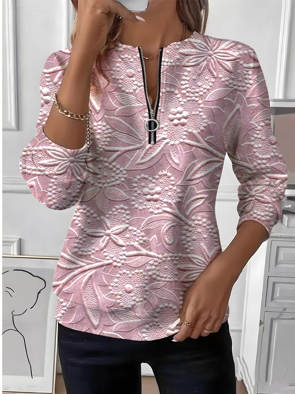 Women Floral Crew Neck Long Sleeve Vintage Daily Spring/Fall Sweatshirt