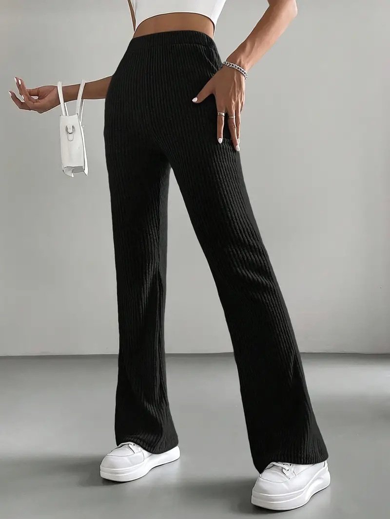 Women Plain Casual Split Joint Pant Daily Spring/Fall Flare Pants