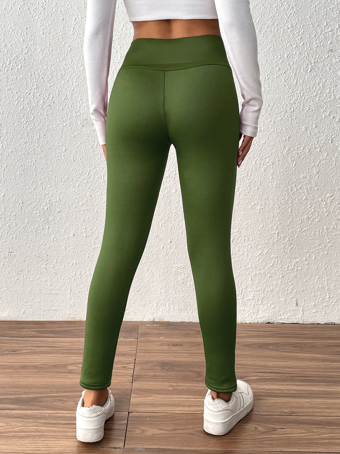 Women Plain Cotton Casual Leggings Daily Winter Ankle Banded Pants