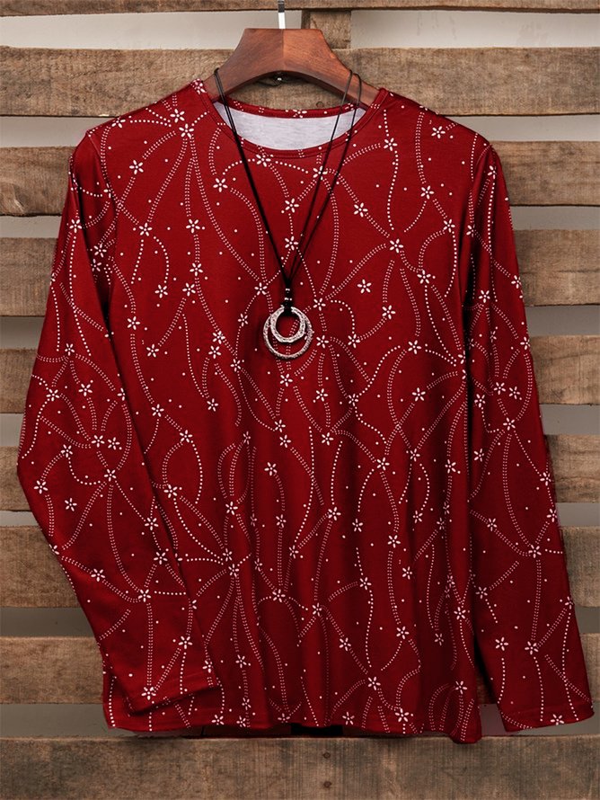 Women Striped Crew Neck Jersey Long Sleeve Vintage Daily Spring/Fall T-shirt