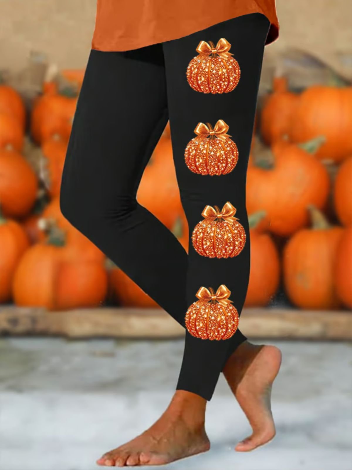 Women Halloween (pumpkin) Casual Leggings Daily All Season Slim Fit Pants