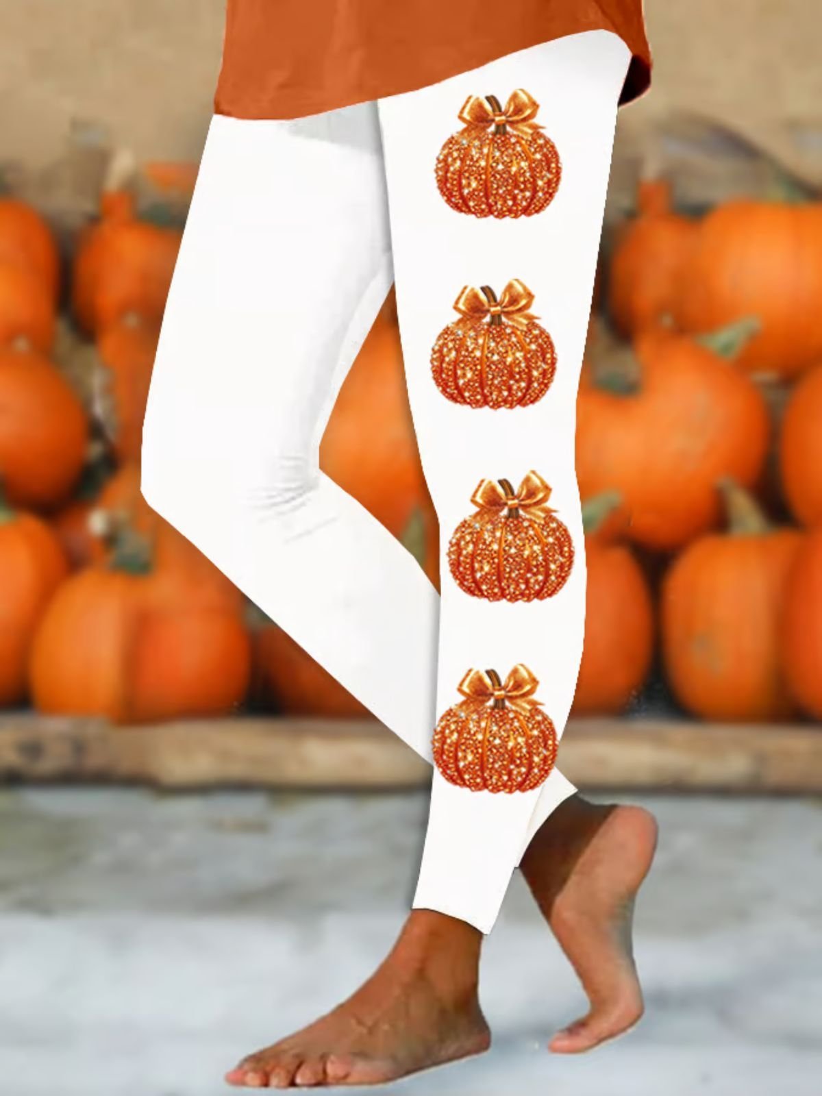 Women Halloween (pumpkin) Casual Leggings Daily All Season Slim Fit Pants