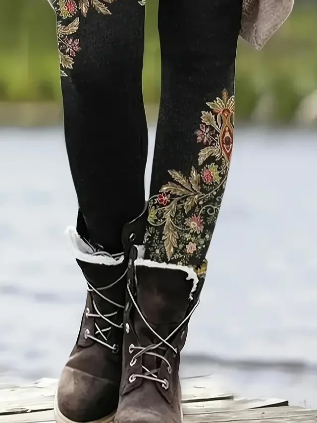 Women Floral Jersey Casual Printing Leggings Daily All Season Legging