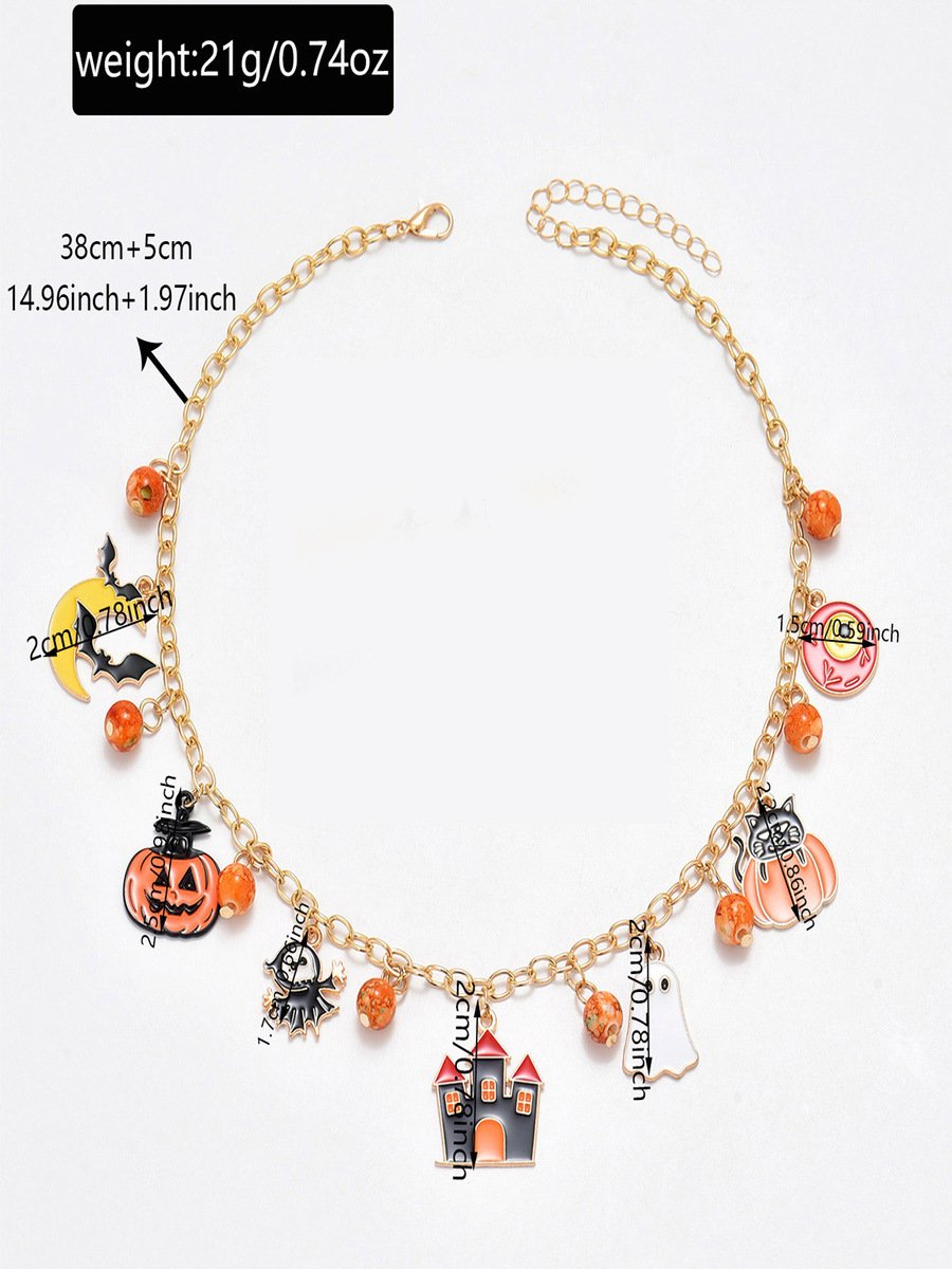 New Halloween Accessories Niche Cat Ghost Pumpkin High-end Jewelry Clavicle Chain Female Pendant Light Luxury Necklace
