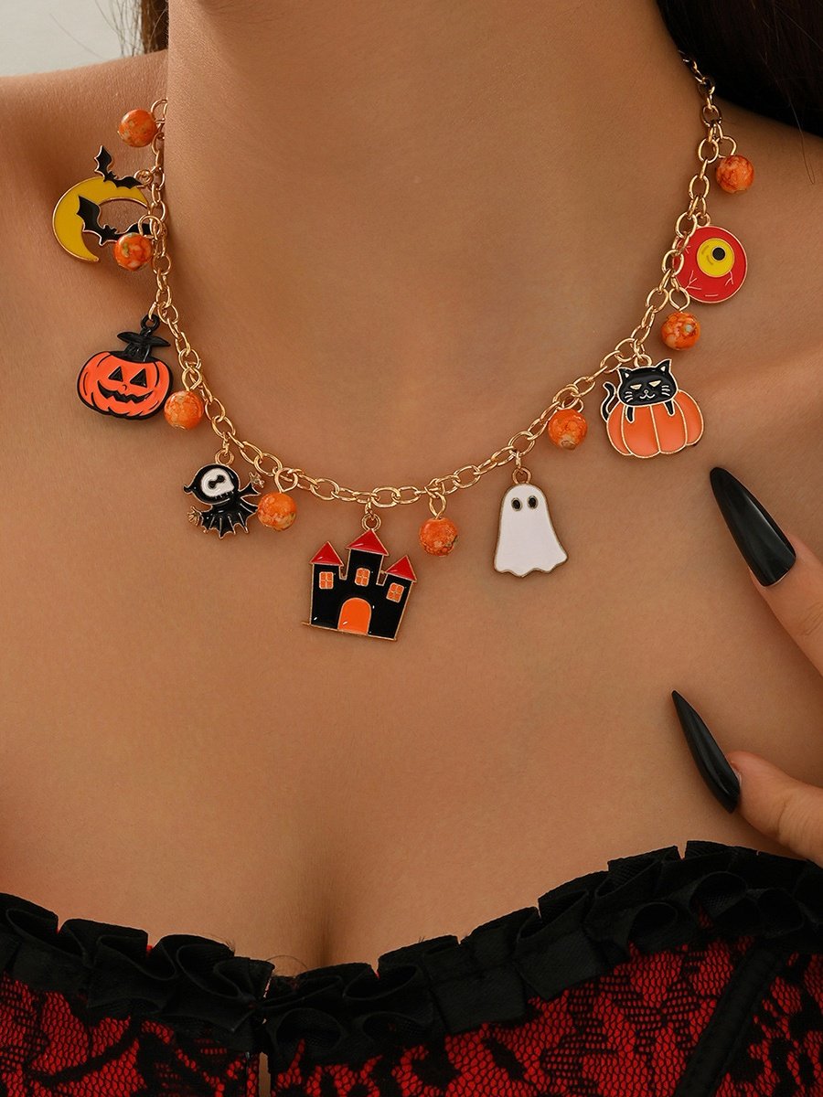 New Halloween Accessories Niche Cat Ghost Pumpkin High-end Jewelry Clavicle Chain Female Pendant Light Luxury Necklace