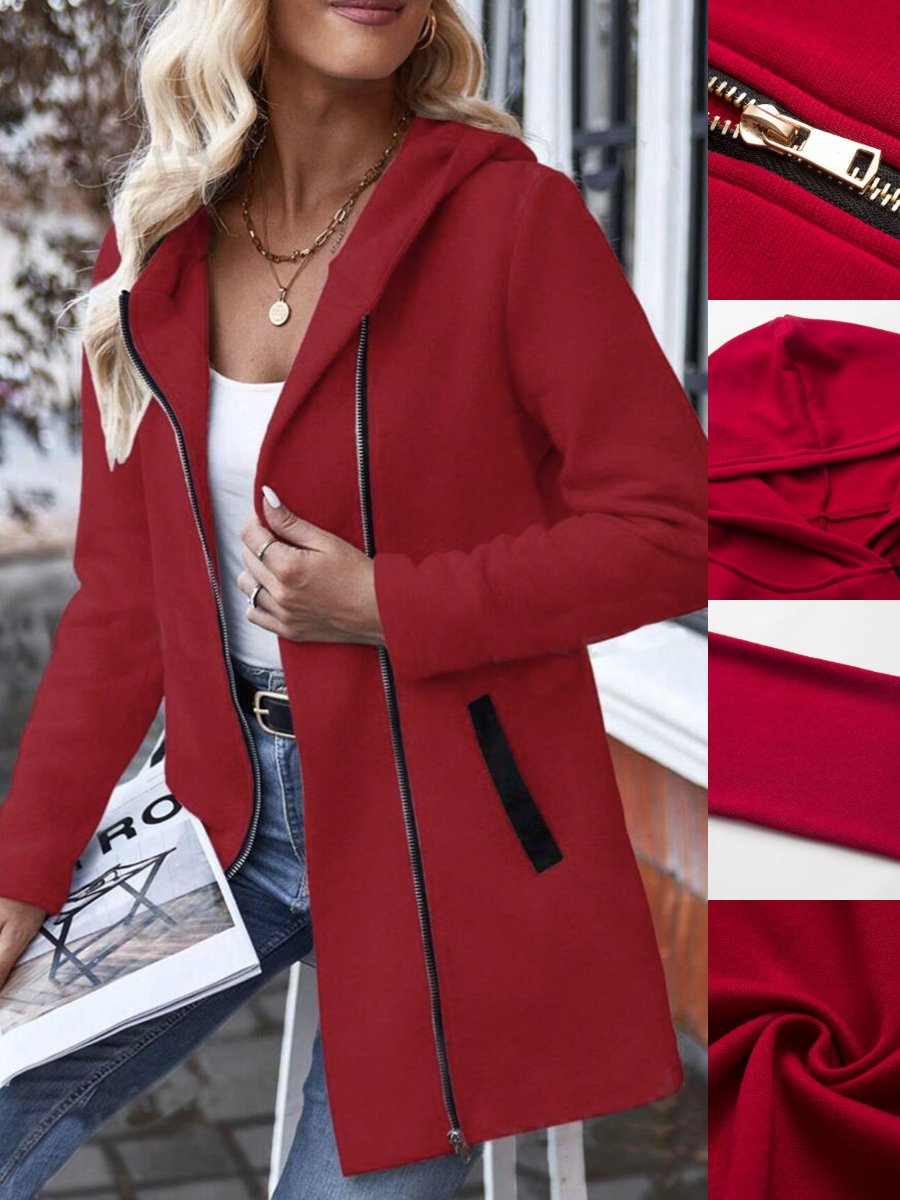 Women Plain Stand Collar Bomber Jacket Long Sleeve Vintage Split Joint Spring/Fall Daily Jacket Outerwear