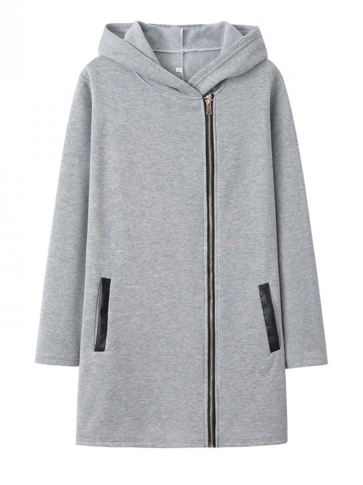 Women Plain Stand Collar Bomber Jacket Long Sleeve Vintage Split Joint Spring/Fall Daily Jacket Outerwear