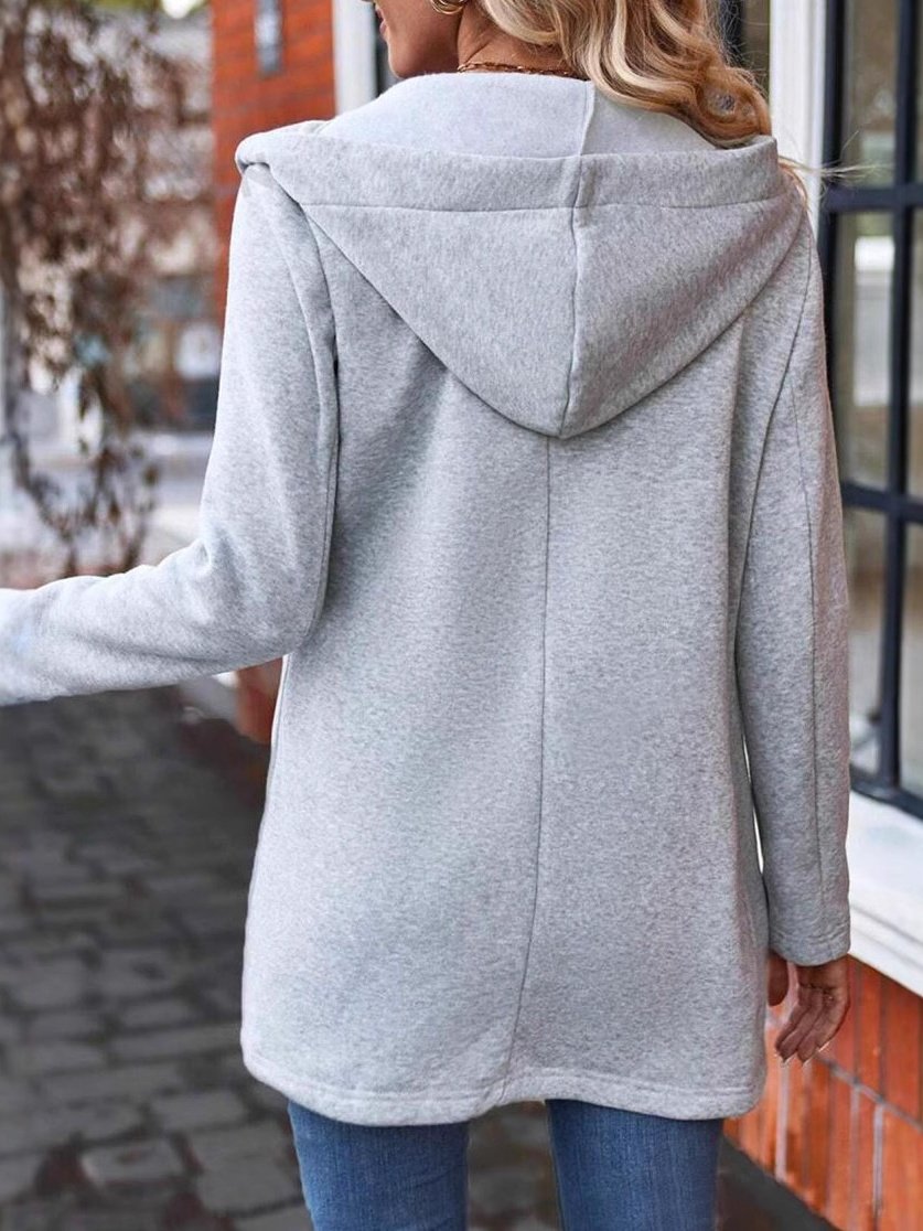 Women Plain Stand Collar Bomber Jacket Long Sleeve Vintage Split Joint Spring/Fall Daily Jacket Outerwear