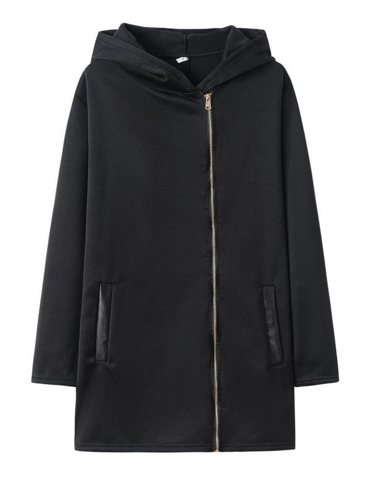 Women Plain Stand Collar Bomber Jacket Long Sleeve Vintage Split Joint Spring/Fall Daily Jacket Outerwear