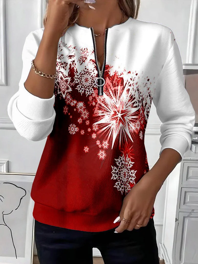 Women Christmas Crew Neck Long Sleeve Casual Daily Spring/Fall Sweatshirt