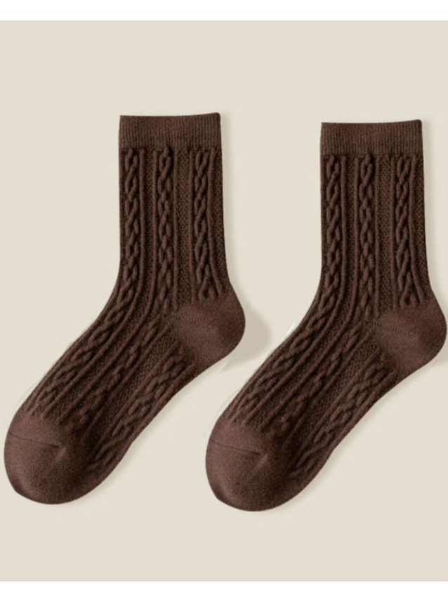 1pair Women High-Elastic Twist Mid-calf Socks