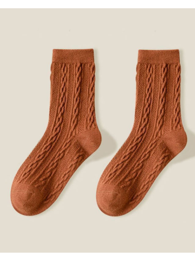 1pair Women High-Elastic Twist Mid-calf Socks