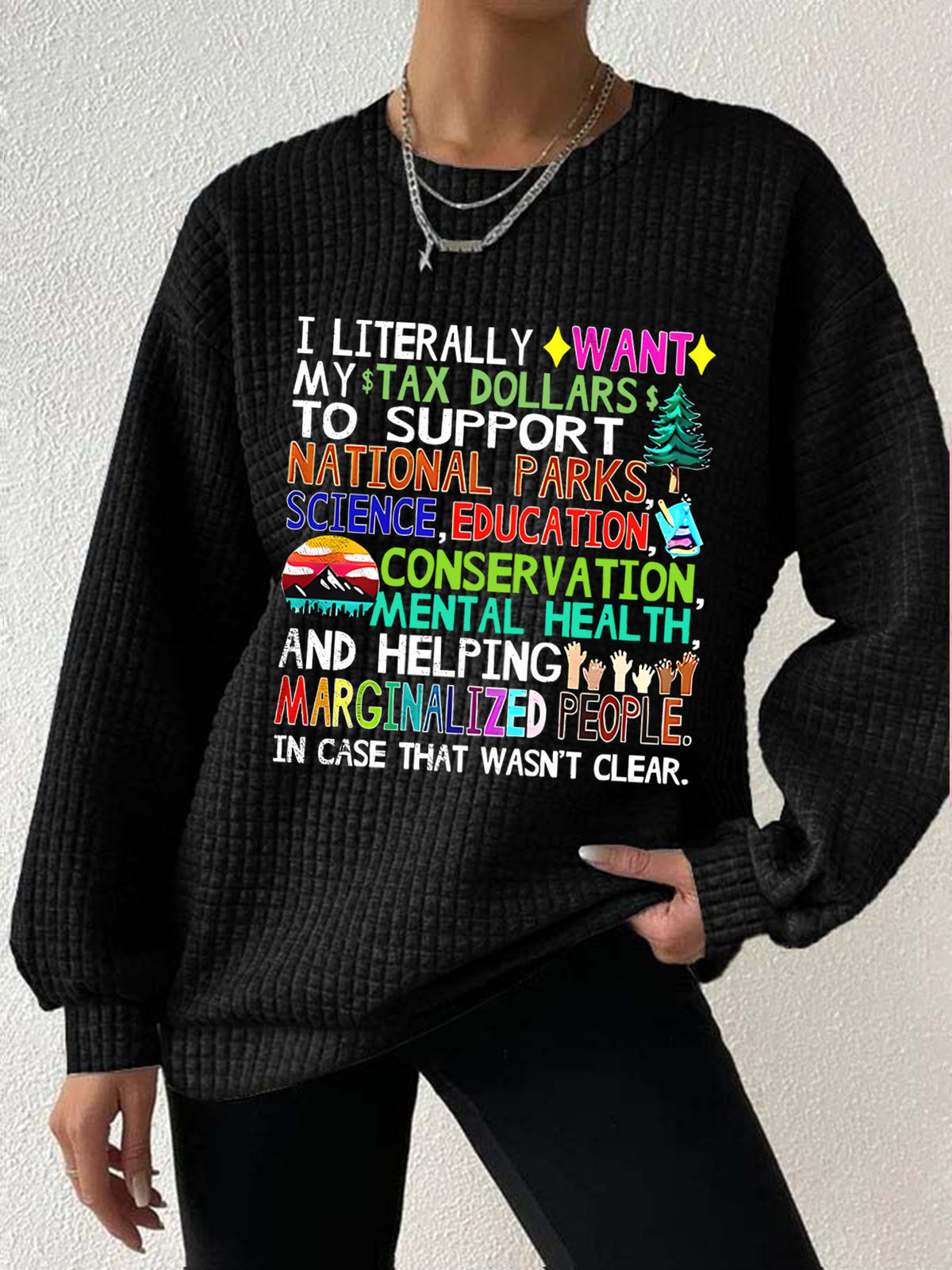 Women Text Letters Crew Neck Long Sleeve Casual Daily Spring/Fall Sweatshirt