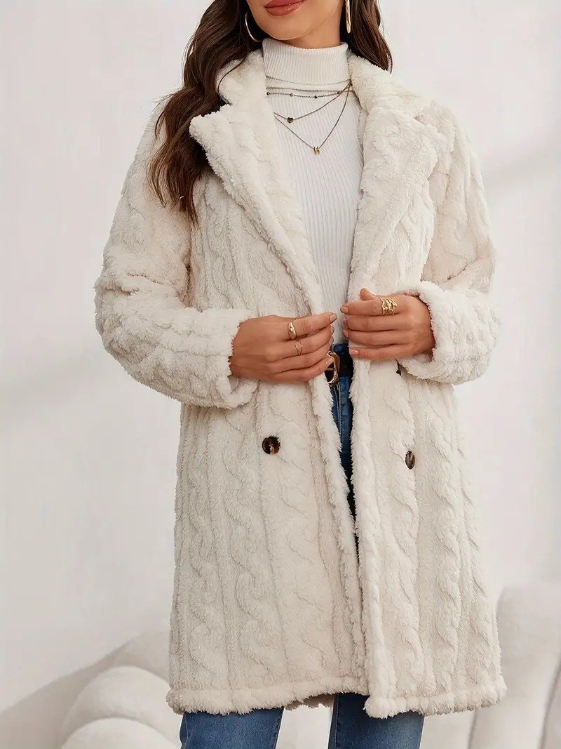 Women Plain Long Sleeve Casual Winter Daily Teddy Jacket Outerwear