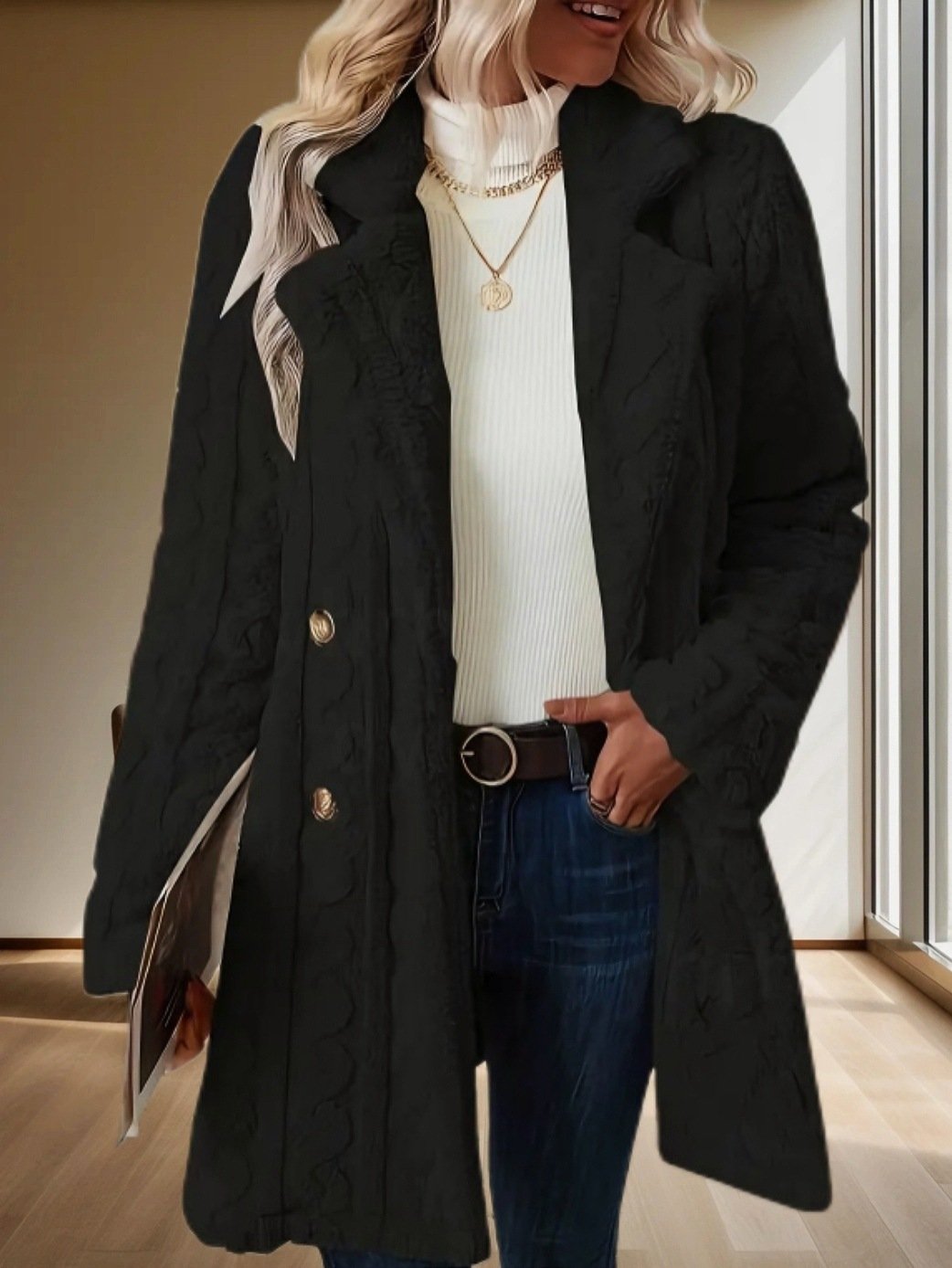 Women Plain Long Sleeve Casual Winter Daily Teddy Jacket Outerwear