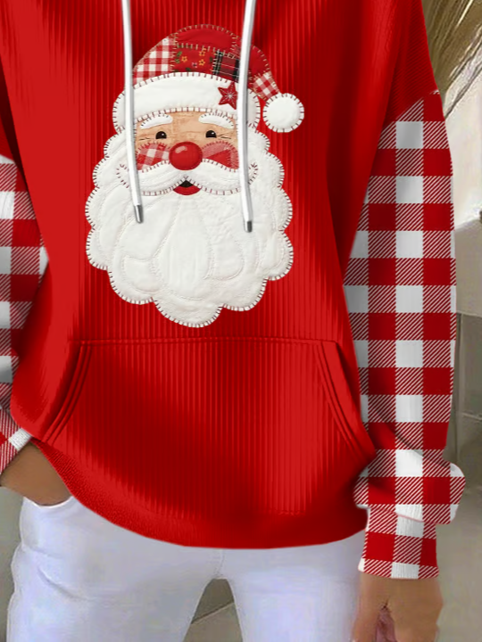 Women Plaid Hoodie Long Sleeve Casual Holiday Spring/Fall Hoodie