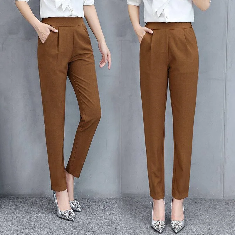 Women Plain Casual Pant Daily Spring/Fall Turnip Pants