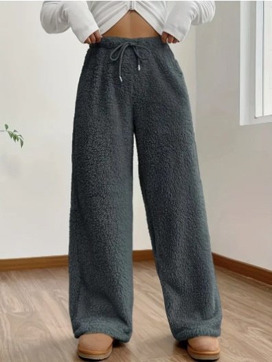 Women Plain Casual Split Joint Pant Daily Spring/Fall Wide Leg Pants