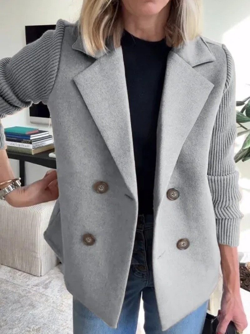 Women Plain Shawl Collar Flannel Jacket Long Sleeve Casual Split Joint Winter Daily Coat Outerwear