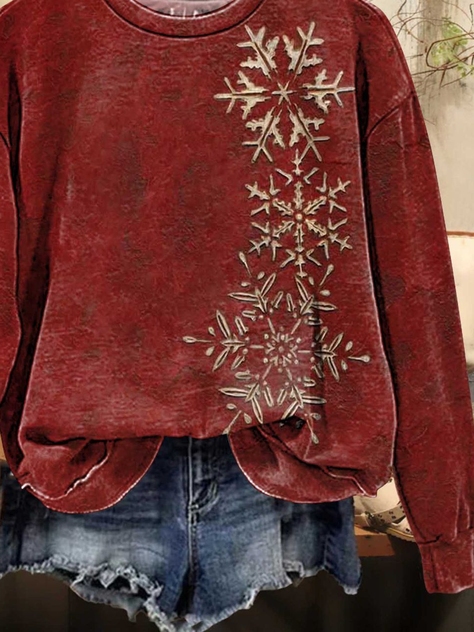 Women Christmas Crew Neck Long Sleeve Casual Daily Spring/Fall Sweatshirt