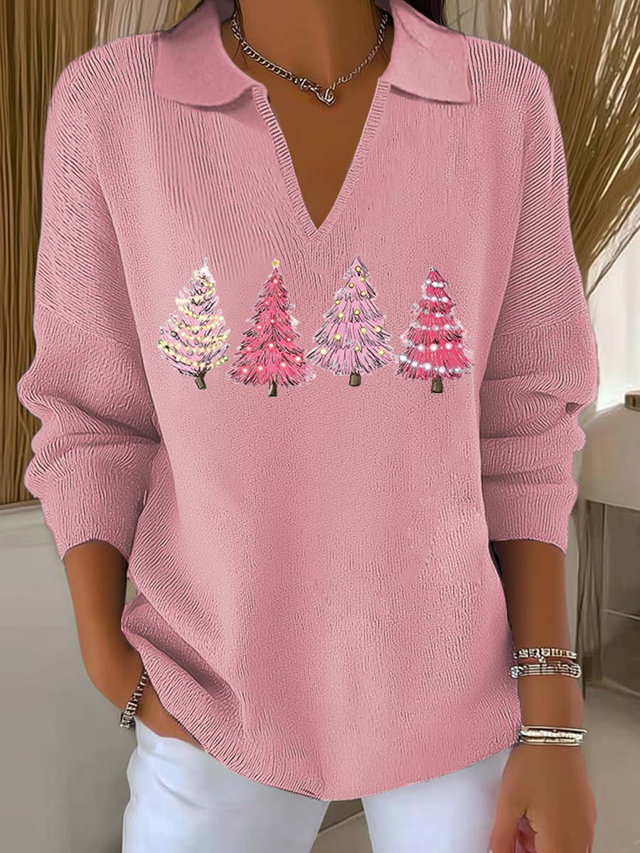 Women Christmas Shawl Collar Long Sleeve Casual Holiday Spring/Fall Sweater