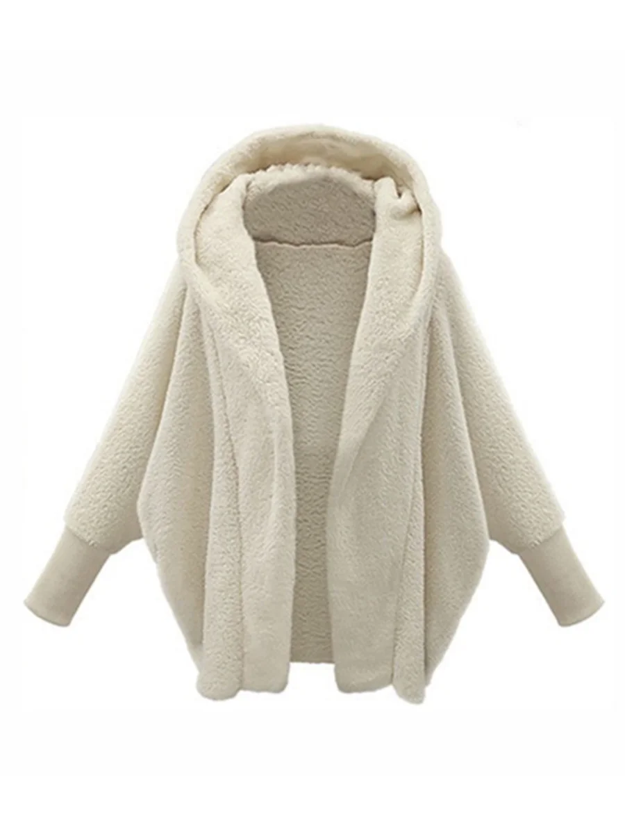 Women Plain Lapel Collar Zip Up Hoodie Long Sleeve Casual Split Joint Winter Daily Coat Outerwear