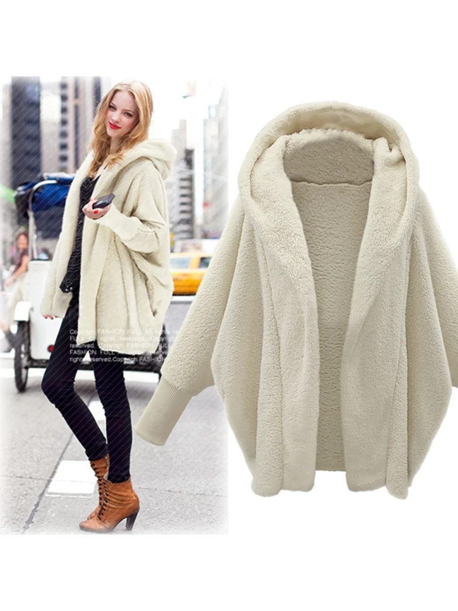 Women Plain Lapel Collar Zip Up Hoodie Long Sleeve Casual Split Joint Winter Daily Coat Outerwear
