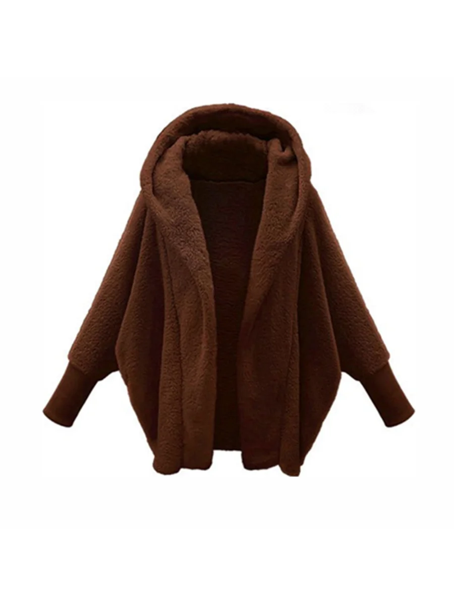 Women Plain Lapel Collar Zip Up Hoodie Long Sleeve Casual Split Joint Winter Daily Coat Outerwear