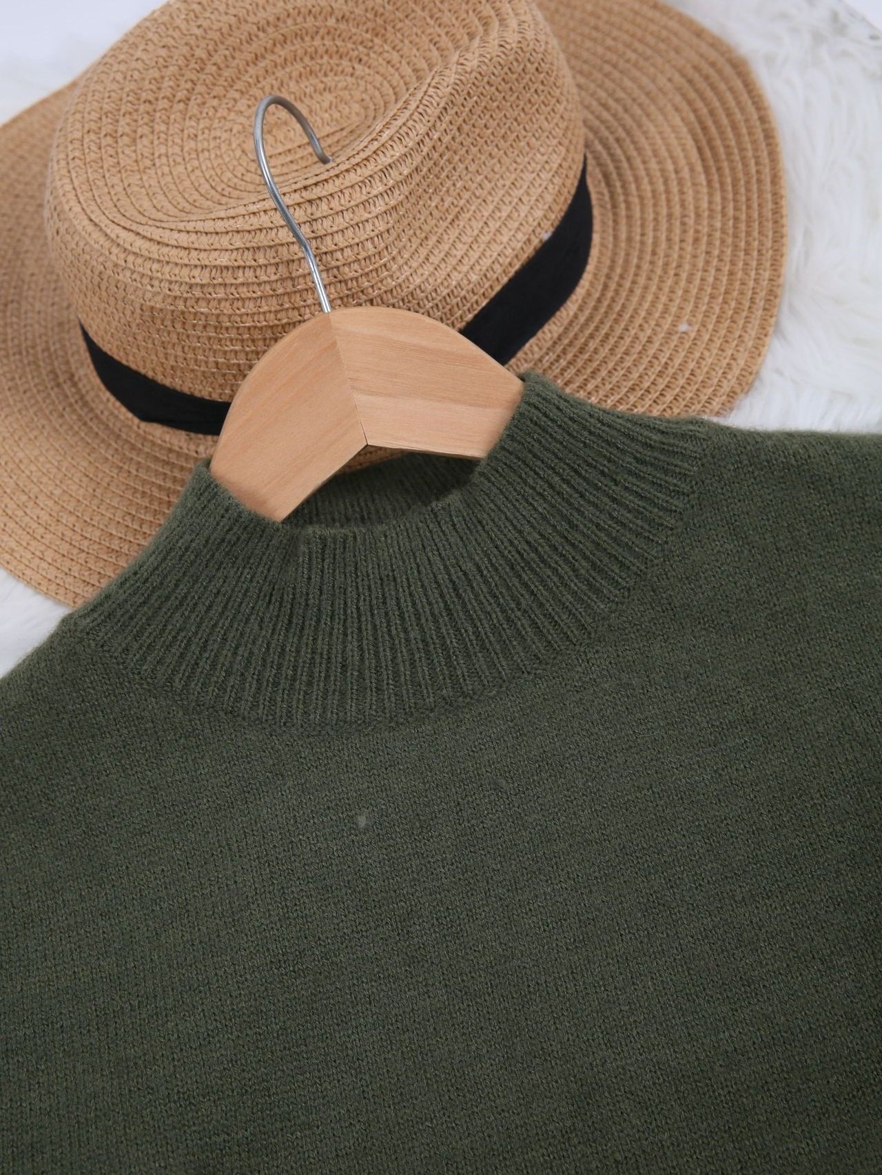 Women Plain Mock Neck Long Sleeve Street Daily Winter Sweater