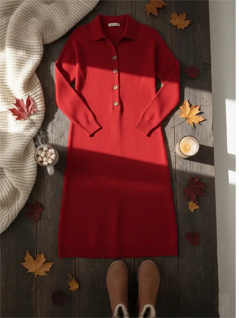 Women Plain Shawl Collar Casual Autumn Daily Maxi H-Line Sweater Dress