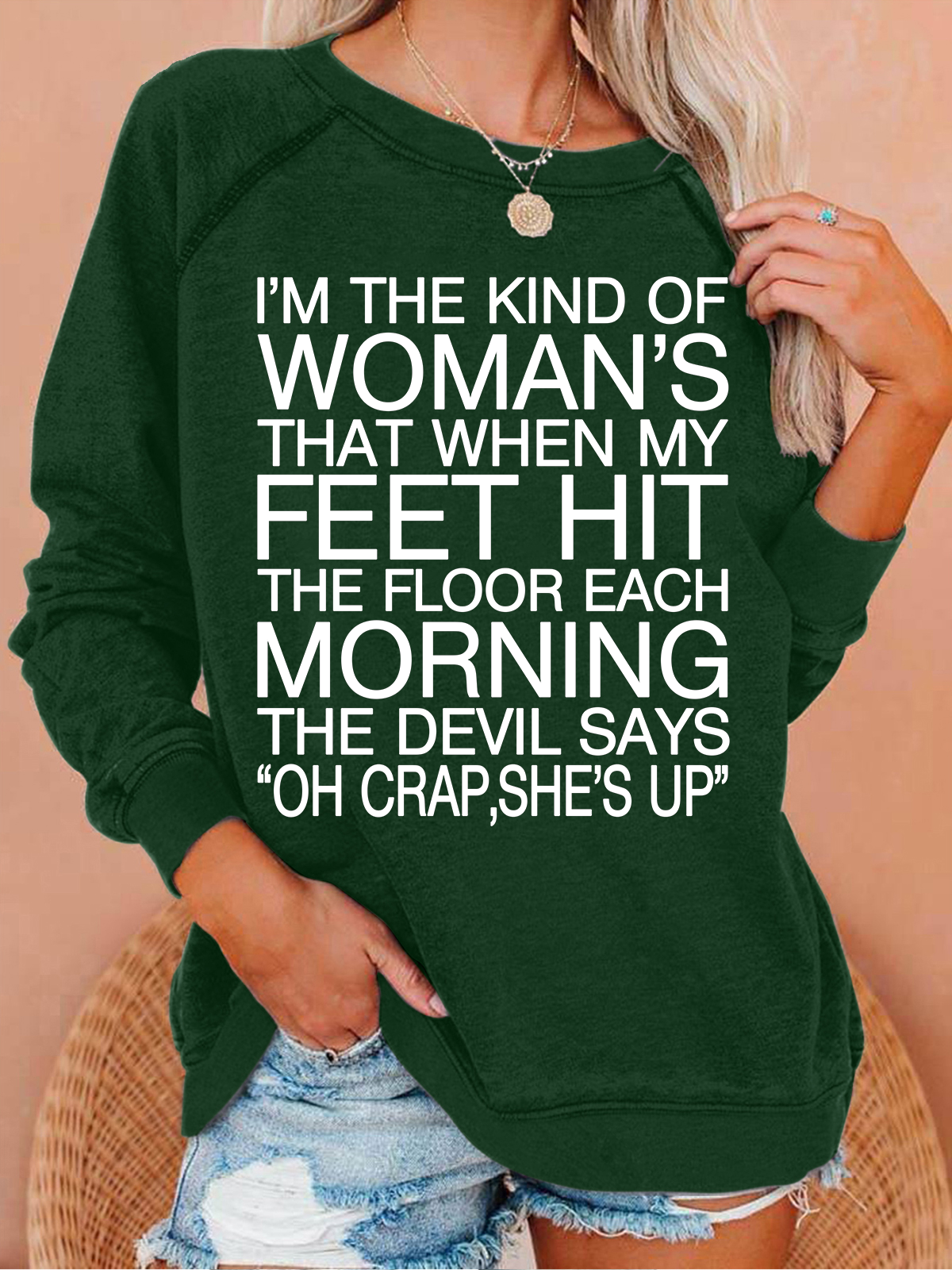 Women Text Letters Crew Neck Long Sleeve Casual Daily Spring/Fall Sweatshirt