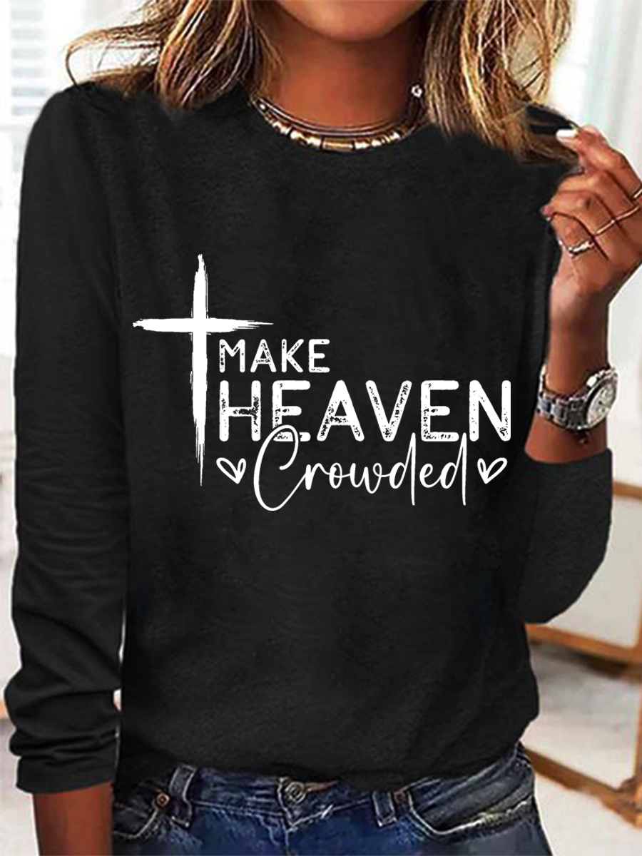 Women Text Letters Crew Neck Cotton Long Sleeve Casual Daily Spring/Fall T-shirt