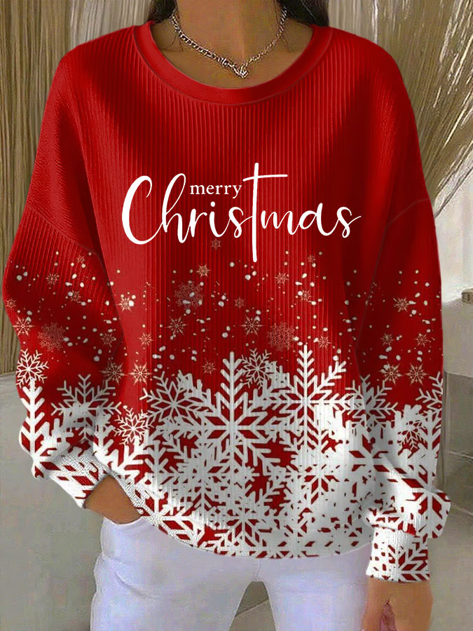 Women Christmas Crew Neck Long Sleeve Casual Holiday Spring/Fall Sweatshirt