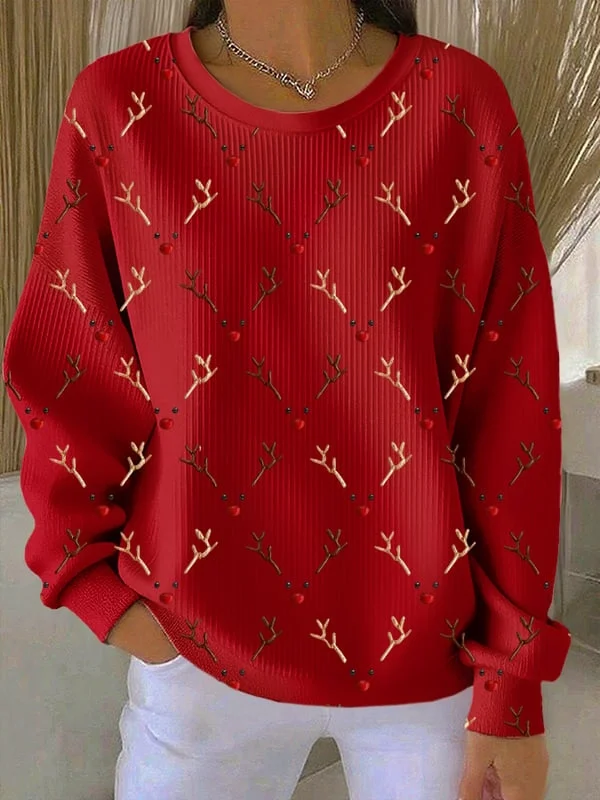 Women Christmas Crew Neck Long Sleeve Casual Holiday Spring/Fall Sweatshirt