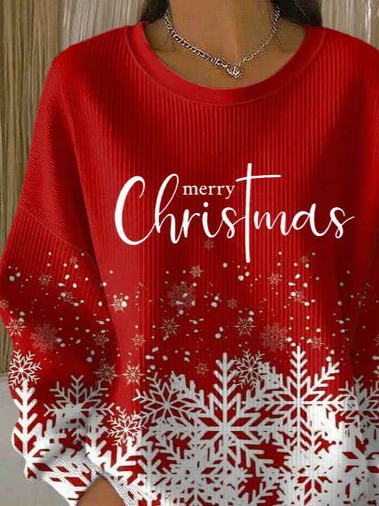 Women Christmas Crew Neck Long Sleeve Casual Holiday Spring/Fall Sweatshirt