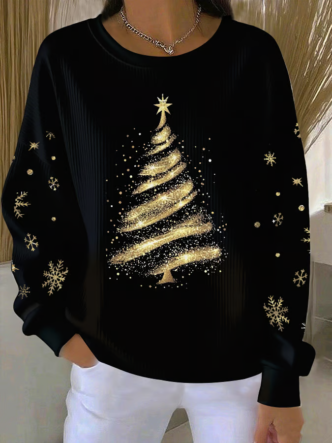 Women Christmas Crew Neck Long Sleeve Casual Holiday Spring/Fall Sweatshirt