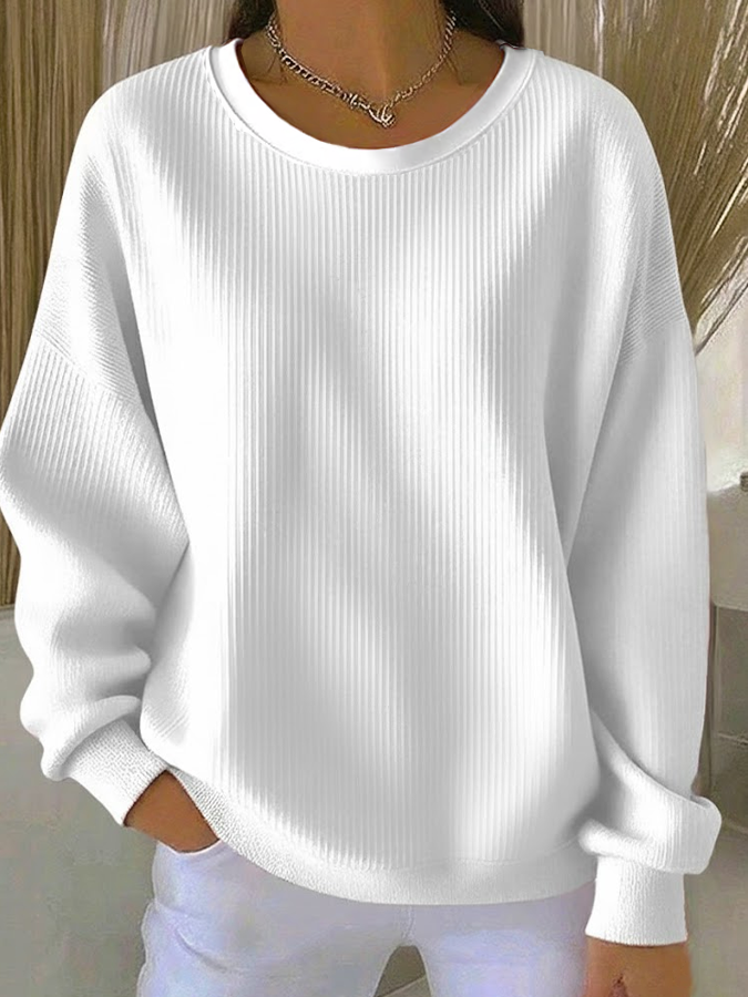 Women Plain Crew Neck Long Sleeve Casual Holiday Spring/Fall Sweatshirt