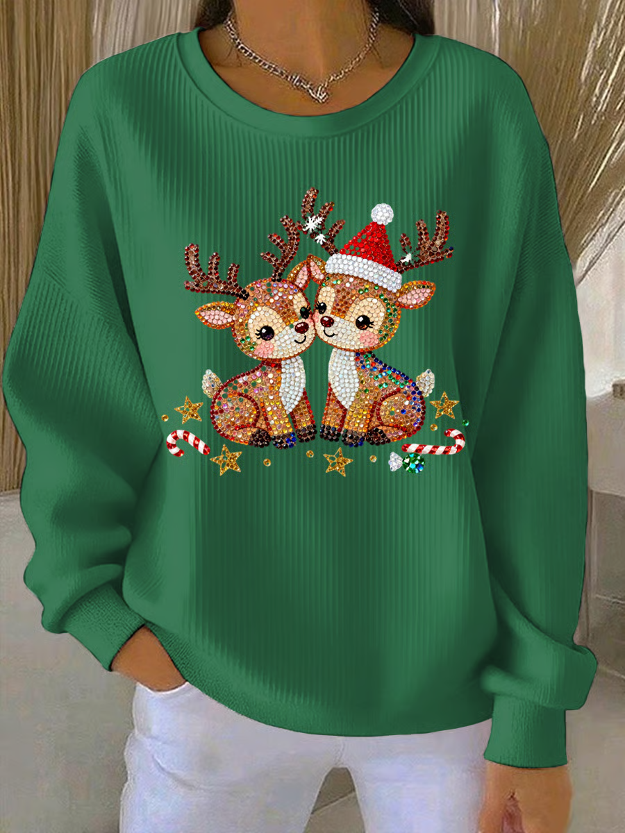 Women Christmas Crew Neck Long Sleeve Casual Holiday Spring/Fall Sweatshirt