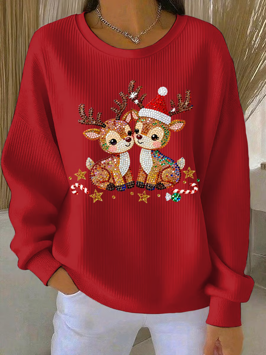 Women Christmas Crew Neck Long Sleeve Casual Holiday Spring/Fall Sweatshirt